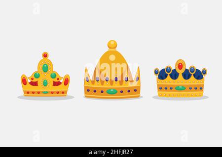 Handgezeichnete reyes magos Kronen Set Vektor-Illustration. Stock Vektor