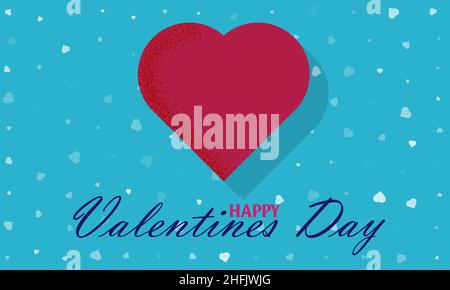 Happy Valentines Tageskarte - mit stilvollem rotem Geschenk und Herzsymbol Liebe, Romantik und Happy Valentines Feiertagskonzept. Stockfoto