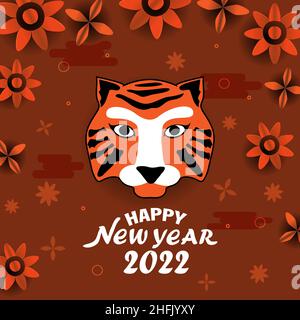 Illustrationen zum chinesischen Neujahr 2022, Jahr des Tigers. Mondneujahr 2022. Chinesisches Neujahr Hintergrund, Banner, Grußkarte Stock Vektor