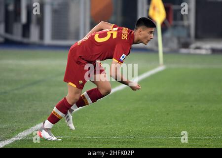 Rom, Italien. 16th Januar 2022. Dimitrios Keramitsis von AS Roma während des Fußballspiels der Serie A zwischen AS Roma und Cagliari Calcio im Olimpico-Stadion in Rom (Italien), 16th. Januar 2022. Foto Andrea Staccioli/Insidefoto Kredit: Insidefoto srl/Alamy Live News Stockfoto