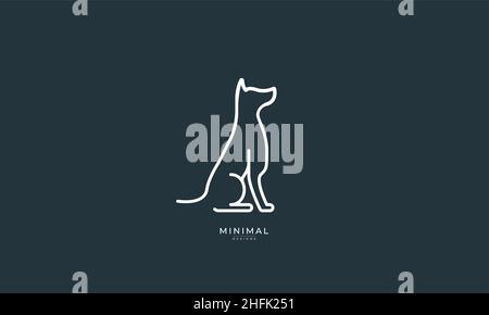 Eine Linie Kunst Symbol Logo eines HUNDES, WOLF, WELPEN Stock Vektor