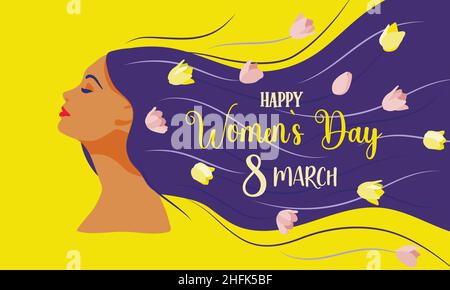 Internationaler Frauentag. Happy Women's Day Illustration , weibliche Figur Silhouette. Stock Vektor