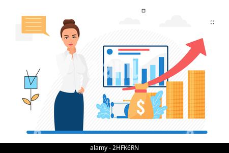 Geschäftsgewinn Umsatz führt zu steigender Leistung. Diagramm zur Ergebnisanalyse des operativen Ergebnisses Stock Vektor