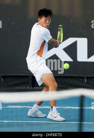 Melbourne, Australien. 17th. Januar 2022. Hsin-Chun Tseng (TPE) in Aktion während des Australian Open Turniers im Melbourne Park am Montag, den 17. Januar 2022. © Jürgen Hasenkopf / Alamy Live News Stockfoto