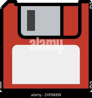 Diskettensymbol. Editierbare Fett Formatigte Kontur Mit Farbfüllungsdesign. Vektorgrafik. Stock Vektor