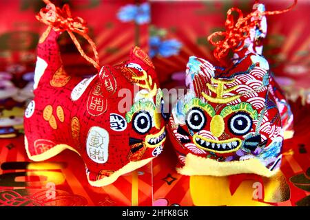 Peking, Peking, China. 17th Januar 2022. Am 17. Januar 2022, Peking, dem Jahr der Tiger Puppe Tiger. (Bild: © SIPA Asia via ZUMA Press Wire) Stockfoto
