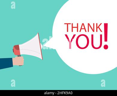 Sprechblase, Hand, Megaphon-Symbol. Vektorgrafik. Flaches Design. Stock Vektor