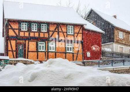 Güntersberge im Harz Selketal Winterimpressionen Stockfoto