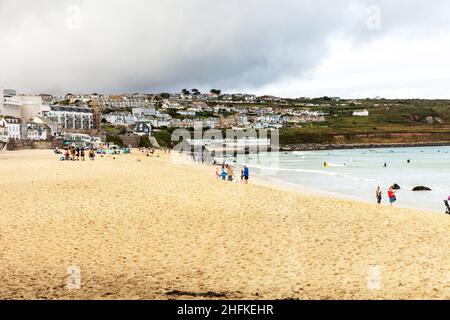 St Ives Porthmeor Beach Cornwall, Großbritannien, England, Porthmeor Beach, Porthmeor Beach St Ives, Cornwall, Beach, Beaches,St Ives, St Ives Cornwall,St Ives UK Stockfoto