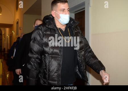 Kristoffer Jonas Klauß, besser bekannt als Rapper GZUZ der Rap-Gruppe 187 Straßenband steht seit Montag den 17.01.2022 wieder vor Gericht. Am Morgen U Stockfoto