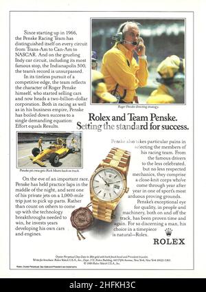 Rolex Uhr Vintage Papier Werbung Werbung Werbung 1980s 80s Stockfoto