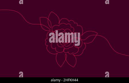 Eine Linie Sonnenblumenelement. Schwarz und weiß monochrom kontinuierliche Einzellinie Kunst. Floral Natur Frau Tag Geschenk romantische Datum Illustration Skizze Stock Vektor