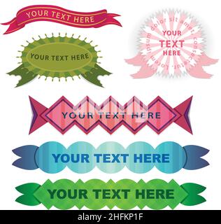 Bunte Multicolor verschiedene abstrakte Abzeichen und Ribbon Designs Stock Vektor