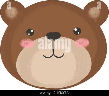 Niedliche Baby Illustration mit Bär Schnauze. Niedliche Kawaii-Tierfiguren. Die Gesichter wilder Tiere. Vektordarstellung auf weißem Hintergrund isoliert. Stock Vektor