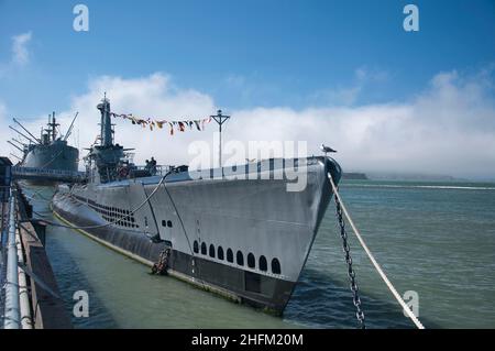 San francisco, Kalifornien. 23. Juli 2017. USS Pampanito (SS-383), ein Diesel-elektrisches U-Boot der Balao-Klasse, verdiente sechs Kampfsterne für den Zweiten Weltkrieg Stockfoto