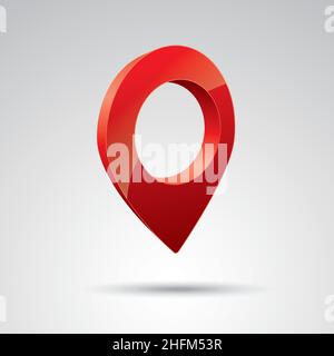 3D GPS-Kartenzeiger-Symbol in flachem Hochglanz-Design. Navigator-Symbol auf grauem Hintergrund. Vektorgrafik. EPS 10-Vektordatei. Stock Vektor