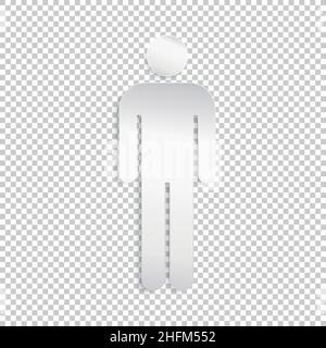 White Paper ein-Mann-Piktogramm Infografisches Design auf kariertem transparentem Hintergrund. Vektorgrafik. EPS 10-Vektordatei. Stock Vektor