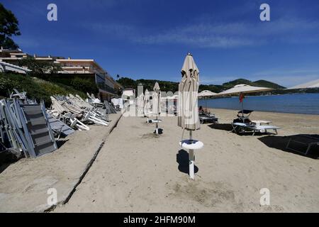 Cecilia Fabiano/LaPresse Juni 12 , 2020 Rome (Italy) News Tourismuskrise : Luxushotels, die zur Seesaison wieder eröffnet werden, im Pic : Ninpheo Hotel an der Gaeta-Küste Stockfoto