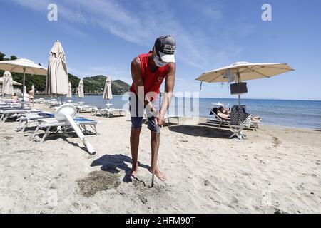 Cecilia Fabiano/LaPresse Juni 12 , 2020 Rome (Italy) News Tourismuskrise : Luxushotels, die zur Seesaison wieder eröffnet werden, im Pic : Ninpheo Hotel an der Gaeta-Küste Stockfoto