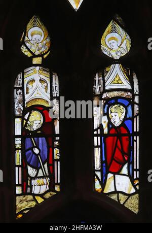 Mittelalterliche Buntglasfenster, 15th Cenruty Saints and Bishops; St. John the Baptist Church, Stamford, Lincolnshire Stockfoto