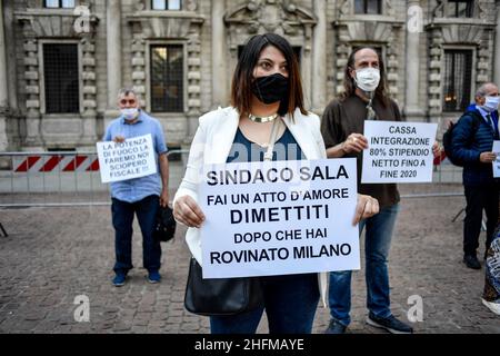 Claudio Furlan - LaPresse 17 June 2020 Milano (Italien) News Gastronomen und Restaurantbesitzer protestieren für die Wirtschaftskrise in der Gemeinde Mailand Stockfoto