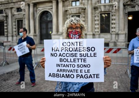 Claudio Furlan - LaPresse 17 June 2020 Milano (Italien) News Gastronomen und Restaurantbesitzer protestieren für die Wirtschaftskrise in der Gemeinde Mailand Stockfoto