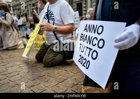 Claudio Furlan - LaPresse 17 June 2020 Milano (Italien) News Gastronomen und Restaurantbesitzer protestieren für die Wirtschaftskrise in der Gemeinde Mailand Stockfoto