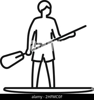 SUP-Surfer-Symbolumrissvektor. Paddelbrett. Surfstand Stock Vektor