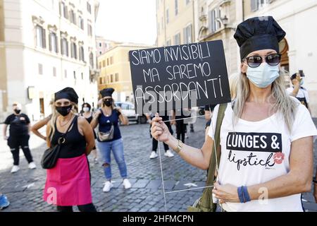 Cecilia Fabiano/LaPresse 23. Juni 2020 Rome (Italy) News Straßenarbeiter protestieren vor dem Regierungspalast auf dem Foto: Die Demonstration Stockfoto