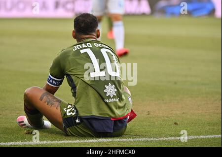 Massimo Paolone/LaPresse 23. Juni 2020 Ferrara, Italien Sportfußball Spal vs Cagliari - Italienische Fußballmeisterschaft League A Tim 2019/2020 - Stadion Paolo Mazza im Bild: Galvao Joao Pedro (Cagliari Calcio) schaut auf Stockfoto