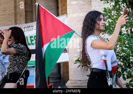 Mauro Scrobogna /LaPresse June 27, 2020&#xa0; Rom, Italien Nachrichten Palästina-Solidaritätsdemonstration im Bild: Moment des Protests gegen die Politik der Annexion palästinensischer Gebiete durch den Staat Israel Stockfoto