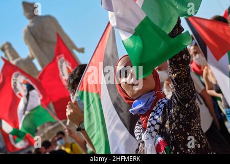 Mauro Scrobogna /LaPresse June 27, 2020&#xa0; Rom, Italien Nachrichten Palästina-Solidaritätsdemonstration im Bild: Moment des Protests gegen die Politik der Annexion palästinensischer Gebiete durch den Staat Israel Stockfoto