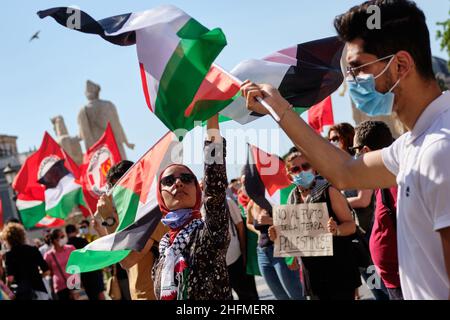 Mauro Scrobogna /LaPresse June 27, 2020&#xa0; Rom, Italien Nachrichten Palästina-Solidaritätsdemonstration im Bild: Moment des Protests gegen die Politik der Annexion palästinensischer Gebiete durch den Staat Israel Stockfoto