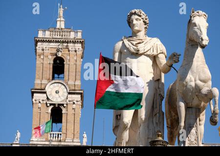 Mauro Scrobogna /LaPresse June 27, 2020&#xa0; Rom, Italien Nachrichten Palästina-Solidaritätsdemonstration im Bild: Moment des Protests gegen die Politik der Annexion palästinensischer Gebiete durch den Staat Israel Stockfoto