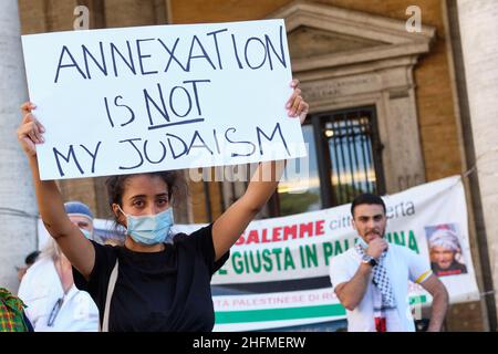 Mauro Scrobogna /LaPresse June 27, 2020&#xa0; Rom, Italien Nachrichten Palästina-Solidaritätsdemonstration im Bild: Moment des Protests gegen die Politik der Annexion palästinensischer Gebiete durch den Staat Israel Stockfoto