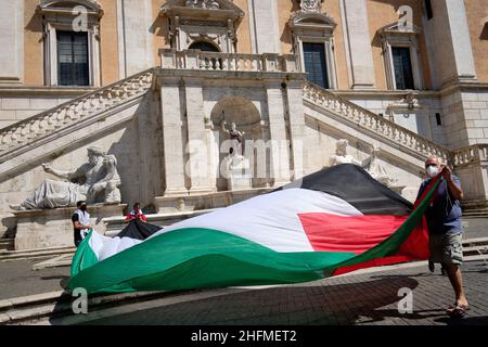 Mauro Scrobogna /LaPresse June 27, 2020&#xa0; Rom, Italien Nachrichten Palästina-Solidaritätsdemonstration im Bild: Moment des Protests gegen die Politik der Annexion palästinensischer Gebiete durch den Staat Israel Stockfoto