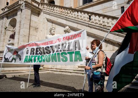 Mauro Scrobogna /LaPresse June 27, 2020&#xa0; Rom, Italien Nachrichten Palästina-Solidaritätsdemonstration im Bild: Moment des Protests gegen die Politik der Annexion palästinensischer Gebiete durch den Staat Israel Stockfoto