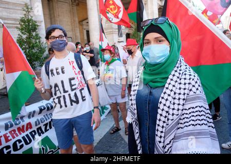 Mauro Scrobogna /LaPresse June 27, 2020&#xa0; Rom, Italien Nachrichten Palästina-Solidaritätsdemonstration im Bild: Moment des Protests gegen die Politik der Annexion palästinensischer Gebiete durch den Staat Israel Stockfoto