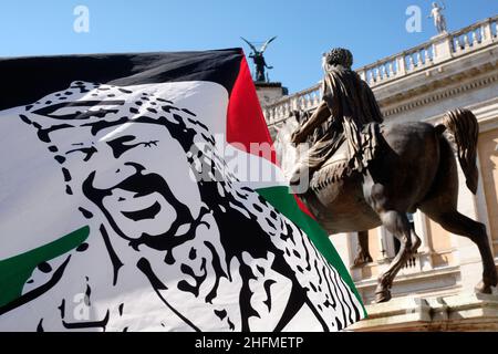 Mauro Scrobogna /LaPresse June 27, 2020&#xa0; Rom, Italien Nachrichten Palästina-Solidaritätsdemonstration im Bild: Moment des Protests gegen die Politik der Annexion palästinensischer Gebiete durch den Staat Israel Stockfoto