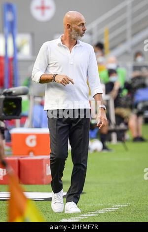 Fabio Rossi/AS Roma/LaPresse 28/06/2020 Mailand (Italien) Sport Soccer Mailand-Roma Italienische Fußball-Meisterschaft Liga Serie A Tim 2019/2020 - San Siro Stadion im Bild: Stefano Pioli Stockfoto