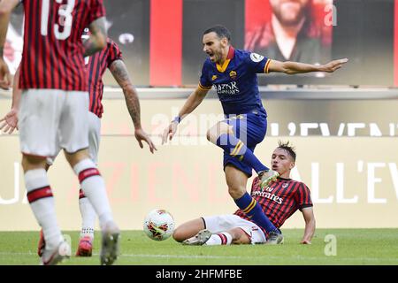 Fabio Rossi/AS Roma/LaPresse 28/06/2020 Mailand (Italien) Sport Soccer Mailand-Roma Italienische Fußball-Meisterschaft Liga Serie A Tim 2019/2020 - San Siro Stadion im Bild: Zappacosta Stockfoto