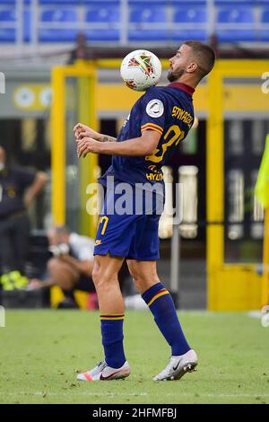 Fabio Rossi/AS Roma/LaPresse 28/06/2020 Mailand (Italien) Sport Soccer Mailand-Roma Italienische Fußball-Meisterschaft Liga Serie A Tim 2019/2020 - San Siro Stadion im Bild: Spinazzola Stockfoto