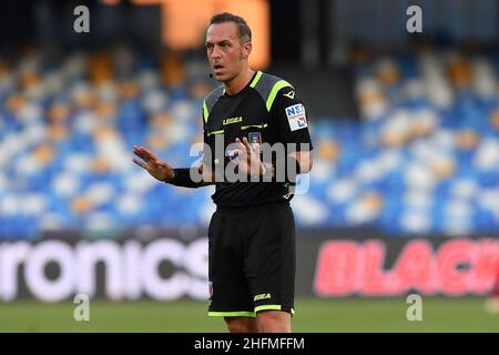 Cafaro/LaPresse 28. Juni 2020 Neapel, Italien Sportfußball Napoli vs Spal - Italienische Fußballmeisterschaft League A Tim 2019/2020 - San Paolo Stadion. Im Bild: Schiedsrichter Pairetto Stockfoto