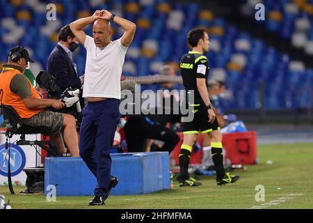 Cafaro/LaPresse 28. Juni 2020 Neapel, Italien Sportfußball Napoli vs Spal - Italienische Fußballmeisterschaft League A Tim 2019/2020 - San Paolo Stadion. Im Bild: asap zeigt seine Enttäuschung. Stockfoto