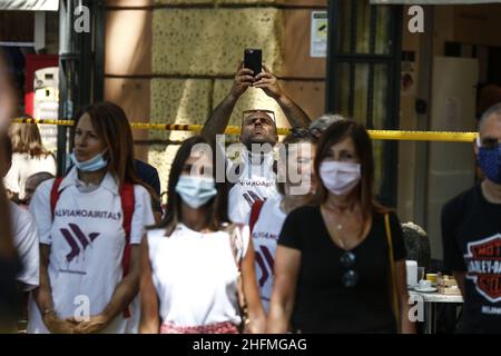 Cecilia Fabiano/LaPresse 30. Juni 2020 Rom (Italien) Nachrichten Demonstration der Flugarbeiter im Bild: Die Demonstranten vor dem Verkehrsministerium Stockfoto