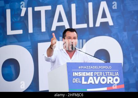 Mauro Scrobogna /LaPresse 04. Juli 2020&#xa0; Rom, Italien politische Partei Demonstrationszentrum rechts - Forza Italia Brothers of Italy League im Bild: Matteo Salvini (lega) Stockfoto