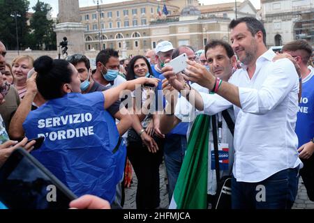 Mauro Scrobogna /LaPresse 04. Juli 2020&#xa0; Rom, Italien politische Partei Demonstrationszentrum rechts - Forza Italia Brothers of Italy League im Bild: Matteo Salvini (lega) Stockfoto