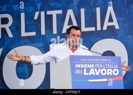 Mauro Scrobogna /LaPresse 04. Juli 2020&#xa0; Rom, Italien politische Partei Demonstrationszentrum rechts - Forza Italia Brothers of Italy League im Bild: Matteo Salvini (lega) Stockfoto