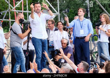 Mauro Scrobogna /LaPresse 04. Juli 2020&#xa0; Rom, Italien politische Partei Demonstrationszentrum rechts - Forza Italia Brothers of Italy League im Bild: Matteo Salvini (lega) Stockfoto