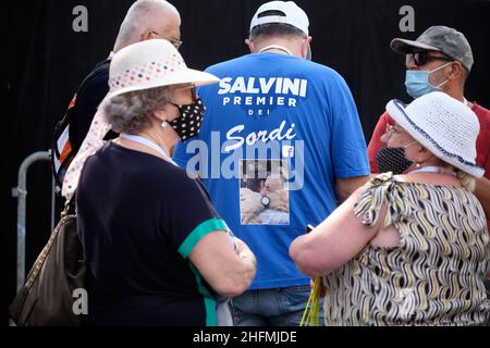 Mauro Scrobogna /LaPresse 04. Juli 2020&#xa0; Rom, Italien Demonstrationszentrum der Politischen Partei rechts - Forza Italia Brothers of Italy League im Bild: Demonstranten während der Kundgebung Stockfoto